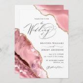 バラ金ゴールドグリッターブラックスクリプトラグジュアリー結婚ズインヴィ 招待状 (正面/裏面)