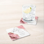 バラ金ゴールドグリッターブラックスクリプトラグジュアリー結婚ズスクア スクエアペーパーコースター (インサイチュ)