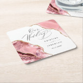 バラ金ゴールドグリッターブラックスクリプトラグジュアリー結婚ズスクア スクエアペーパーコースター (アングル)