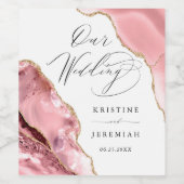 バラ金ゴールドグリッターブラックスクリプトラグジュアリー結婚ズワイン ワインラベル (シングルラベル)