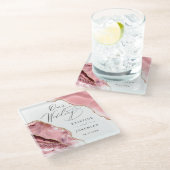 バラ金ゴールドグリッターブラックスクリプトラグジュアリー結婚ズ ガラスコースター (アングル)