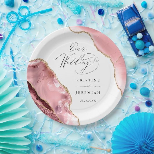 バラ金ゴールドグリッターブラックスクリプトラグジュアリー結婚ズ ペーパープレート (パーティー)