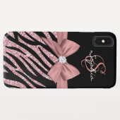 バラ金ゴールドグリッターブラックゼブラストライプボーモノグラム Case-Mate iPhoneケース (裏面(横))