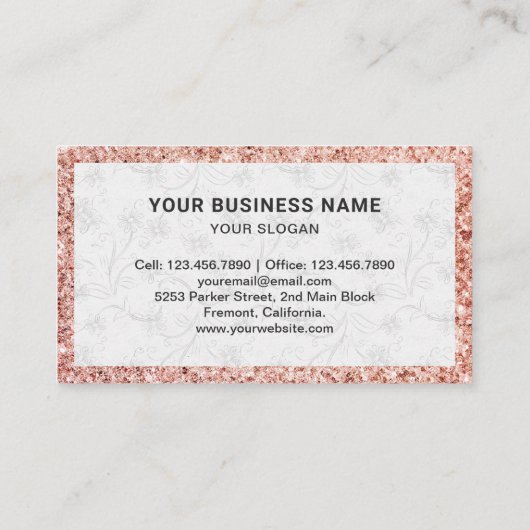 バラ金ゴールドグリッターブラックピンクダマスクケーキベーカリー 名刺 (裏面)