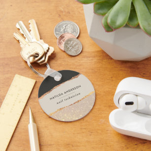 バラ金ゴールドグリッターブラックピンクモダン予算 キーホルダー