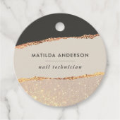 バラ金ゴールドグリッターブラックピンクモダン予算 フェイバータグ (正面)