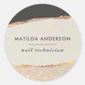 バラ金ゴールドグリッターブラックピンクモダン ラウンドシール (正面)