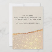 バラ金ゴールドグリッターブラックピンクモダン 招待状 (裏面)