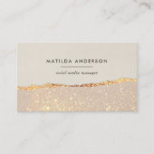 バラ金ゴールドグリッターブラックピンクモダンQRコード 名刺 (正面)