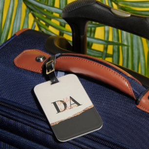 バラ金ゴールドグリッターブラックピンクモノグラモダンム ラゲッジタグ