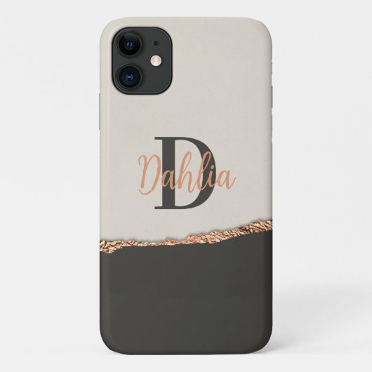 バラ金ゴールドグリッターブラックピンクモノグラモダンム Case-Mate iPhoneケース (裏面)