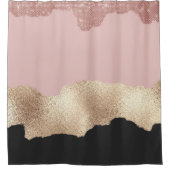 バラ金ゴールドグリッターブラックピンク抽象芸術アーガーリート シャワーカーテン (正面)