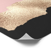 バラ金ゴールドグリッターブラックピンク抽象芸術アーガーリート ポスター (角)