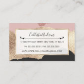 バラ金ゴールドグリッターブラックピンク抽象芸術アーガーリート 名刺 (裏面)