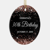バラ金ゴールドグリッターブラックフォイル30th誕生日 セラミックオーナメント (右)