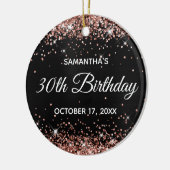 バラ金ゴールドグリッターブラックフォイル30th誕生日 セラミックオーナメント (左)