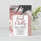 バラ金ゴールドグリッターブラックブラッシュストロークブランチバブリー 招待状 (スタンド正面)