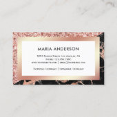 バラ金ゴールドグリッターブラックマーブルメイクアップアーティスト 名刺 (裏面)