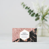 バラ金ゴールドグリッターブラックマーブルメイクアップアーティスト 名刺 (スタンド正面)