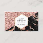 バラ金ゴールドグリッターブラックマーブルメイクアップアーティスト 名刺 (正面)