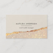 バラ金ゴールドグリッターブラックモダンスクウェア 名刺 (正面)