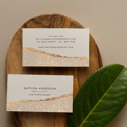 バラ金ゴールドグリッターブラックモダンスクウェア 名刺