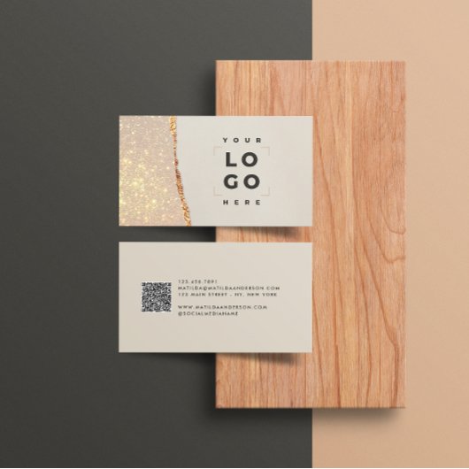 バラ金ゴールドグリッターブラックモダンスクウェア 名刺