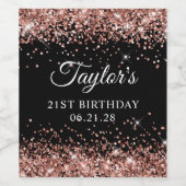 バラ金ゴールドグリッターブラック21歳の誕生日 ワインラベル (シングルラベル)