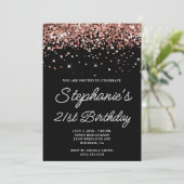 バラ金ゴールドグリッターブラック21歳の誕生日 招待状 (スタンド正面)