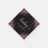 バラ金ゴールドグリッターブラック21th誕生日モノグラム スタンダードカクテルナプキン (角)