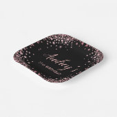 バラ金ゴールドグリッターブラック21th誕生日モノグラム ペーパープレート (傾斜あり)