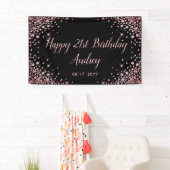 バラ金ゴールドグリッターブラック21th誕生日モノグラム 横断幕 (インサイチュ)