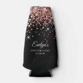 バラ金ゴールドグリッターブラック40th誕生日 ボトルクーラー (正面)