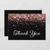 バラ金ゴールドグリッターブラック50誕生日 サンキューカード (正面/裏面)