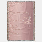 バラ金ゴールドグリッターブランケット名前をカスタムするレター スローブランケット (正面縦)