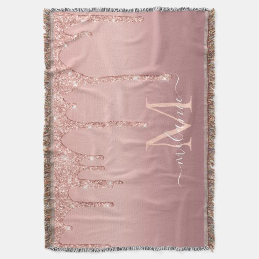 バラ金ゴールドグリッターブランケット名前をカスタムするレター スローブランケット (正面縦)