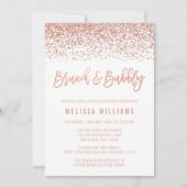 バラ金ゴールドグリッターブランチアンドバブリーブライダルシャワー 招待状 (正面)