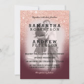 バラ金ゴールドグリッターブルガグラデーションンディ結婚フォト 招待状 (正面)