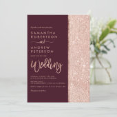 バラ金ゴールドグリッターブルゴーニュ結婚ー色ブロック 招待状 (スタンド正面)