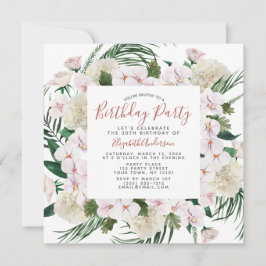 バラ金ゴールドグリッターブーケバースデーパーティー 招待状