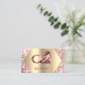 バラ金ゴールドグリッターヘアエクステンションのロゴ美しいラッシュ 名刺 (スタンド正面)