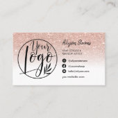 バラ金ゴールドグリッターヘアメイクフォトロゴqrコード 名刺 (正面)