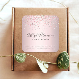 バラ金ゴールドグリッターヘアーメイクアップアーティストモダン スクエアシール