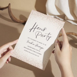 バラ金ゴールドグリッターヘンパーティの招待状テンプレート 招待状