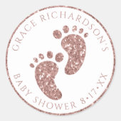 バラ金ゴールドグリッターベビーシャワー優先ステッカー ラウンドシール (正面)