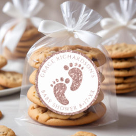 バラ金ゴールドグリッターベビーシャワー優先ステッカー ラウンドシール