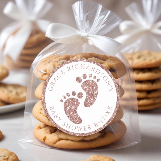 バラ金ゴールドグリッターベビーシャワー優先ステッカー ラウンドシール