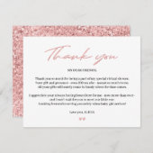 バラ金ゴールドグリッターベビー仮想シャワー感謝していユー サンキューカード (正面/裏面)