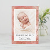 バラ金ゴールドグリッターベビー誕生発表カード 案内状 (スタンド正面)