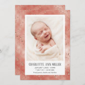 バラ金ゴールドグリッターベビー誕生発表カード 案内状 (正面/裏面)